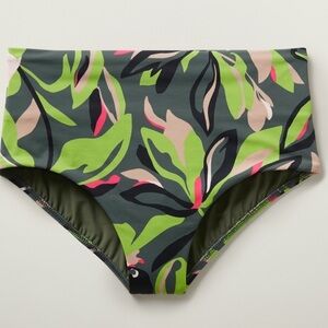 Athleta Green and Pink Leaf Print Tankini Large